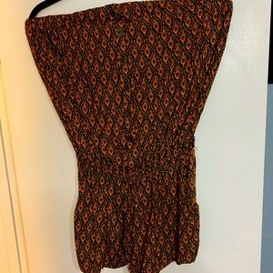 Womens boho romper shorts tube top festival, size large